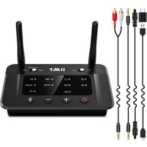 1Mii B03 Bluetooth 5.3 Transmitter Receiver for TV Home Stereo BT Headphones, aptX Low Latency/Adaptive/HD Bluetooth Audio Adapter, Splitter for Wired & Wireless, Optical RCA AUX 3.5mm Inputs/Outputs