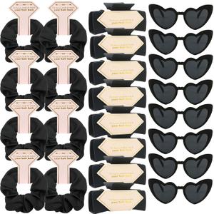 Bridesmaid Scrunchies Proposal Gifts Bachelorette Hair Claws Clips women heart sunglasses for Wedding Party Favors (Black)