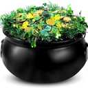 Colingmill St. Patrick Day Large Cauldron Decoration 12 Inch Plastic Black Cauldron Kettles with Handle Shamrock Table Centerpieces for St. Patrick Day Decorations Candy Treats Birthday Party Supplies