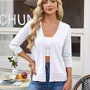 GRACE KARIN Cardigan Sweaters for Women Casual 3/4 Sleeve Lightweight Cardigans 2026 Summer Spring Button Down Sweater Tops (White, XXL)