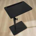 Sofa Armrest Tray Table for Couch - 360 Swivel Height Adjustable End for Small Spaces, Snack Side Table for Bed or Chair with Phone & Tablet Slot (Black,Standard)