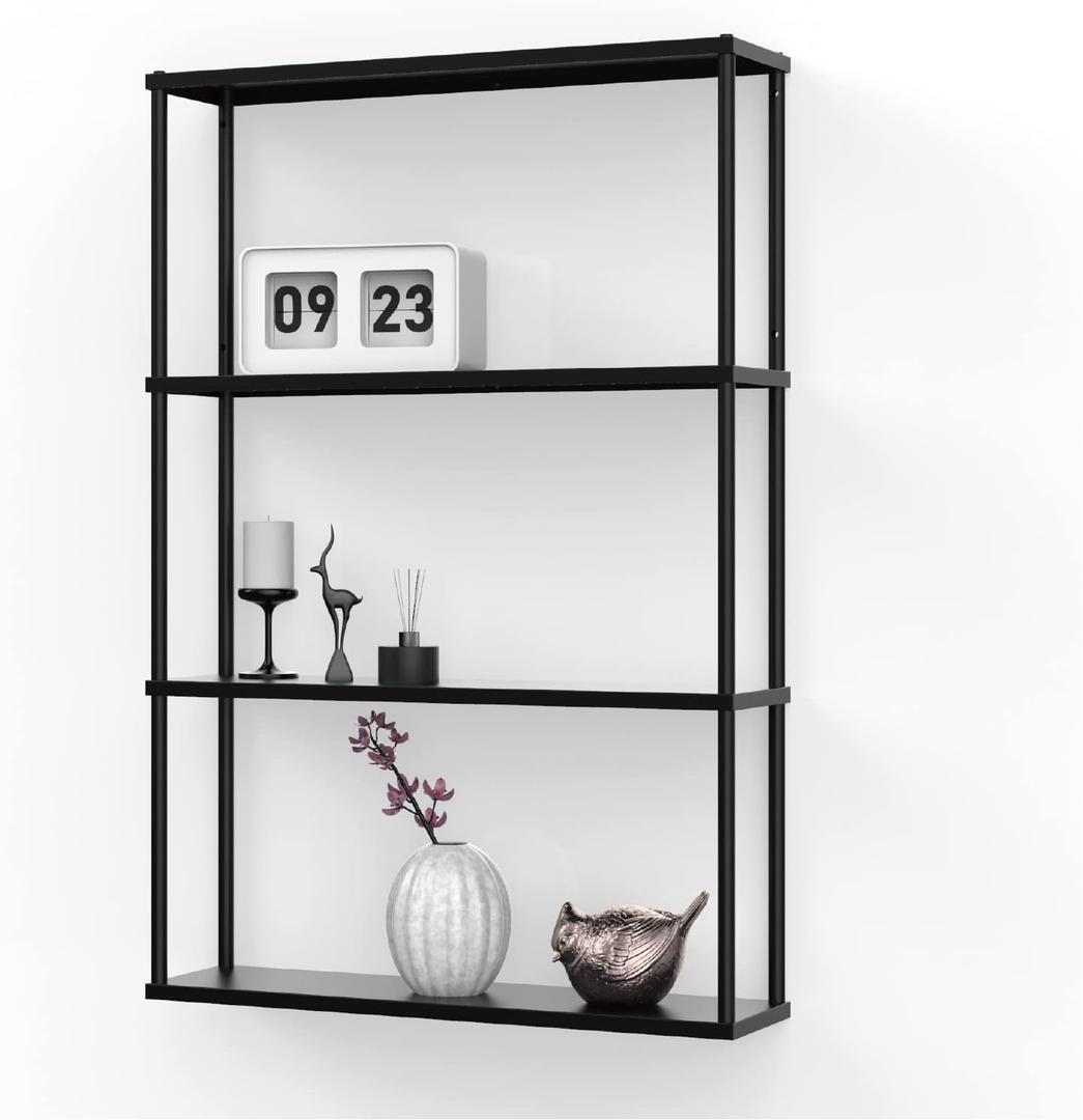 Mango Steam Wall-Mounted Steel Shelving Unit for Kitchen, Storage or Display Use - (36" H X 24" W X 6" D) (Black)