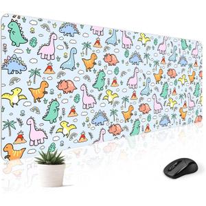 Mousepad Desk Mat Gaming Large Keyboard Cute Office Desktop Computer Laptop Dinosaur XXL Long Giant Big Kawaii Aesthetic Girly Pretty Design Women Girl Gamer Oversized Wide 30x12'' Mousepad