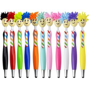 URBANVIBE7 11pcs Mop Head Pens, Top Mop Fun Tip Pens, Funny Plush Hair Top Ballpoint Pen, Writing Click Pen, Mophead Ballpoint Pens, Signing Pens Office Gifts for Christmas, Back to School, Birthday