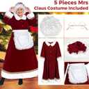 VAPICK Mrs. Claus Costume for Women Santa Costume Adult 5PCS Plus Size Deluxe Velvet Christmas Santa Dress Outfit (Red, XXL)