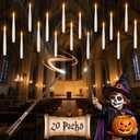 Halloween Decorations Floating Candles with Wand: 20Pcs Flameless Floating Candles with LED Warm Lights Battery Operated Magic Candle for Birthday Gifts Halloween Party Decorations Indoor Home Decor