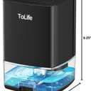 ToLife Dehumidifiers for Home 30 OZ Water Tank with Auto-Off 500 sq.ft Portable Small Dehumidifier for Bathroom Bedroom RV Closet Room 7 Colors LED Light, Black