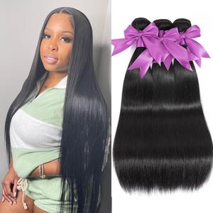 12A Straight Human Hair Bundles Brazilian Human Hair Bundles 12 14 16 Inch 100% Unprocessed Virgin Bundles Human Hair 3 Bundles Human Hair Double Weft Remy Hair Bundles Natural Black Deals