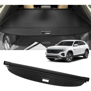 Cargo Cover for VW Volkswagen Atlas Cross Sport 2020-2025 2026 Accessories Retractable Trunk Cover Security Shielding Shade Cargo Luggage Cover Trunk Privacy Protection (Carbon Fiber Texture)