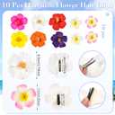 10 Pcs Hawaiian Flower Hair Clips for Women, 3.75 and 2.75 Plumeria Hair Clips Artificial Flower Hair Accessories for Vacation Beach Seaside