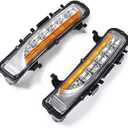 Xenon White LED Daytime Running Lighs with Amber Turn Signal Lamp Compatible for 2011-2014 Ford Edge Lower Bumper