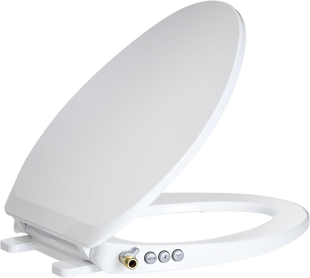 Bidet Toilet Seat  Non-Electric, Self-Cleaning Dual Nozzles for Frontal & Rear Wash, Adjustable Water Pressure, Slow-Close Lid, Fits Elongated Toilets  Hygienic & Eco-Friendly Upgrade (Elongated)