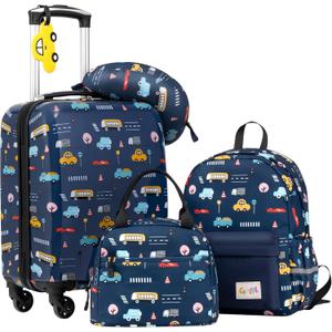 Coolife Kids Luggage Set 5 Piece Suitcase Set 16 Carry on Hardside Spinner Toddler Luggage Travel Rolling Luggage Girls Boys