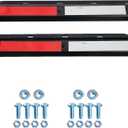 2 Pack Straight Mudflap Hangers Brackets Mud Flap Holder Mounting Kit 30" Length Spring Loaded with Reflective Tapes fit for 2-1/2" Bolt Spacing Semi Trucks, Black