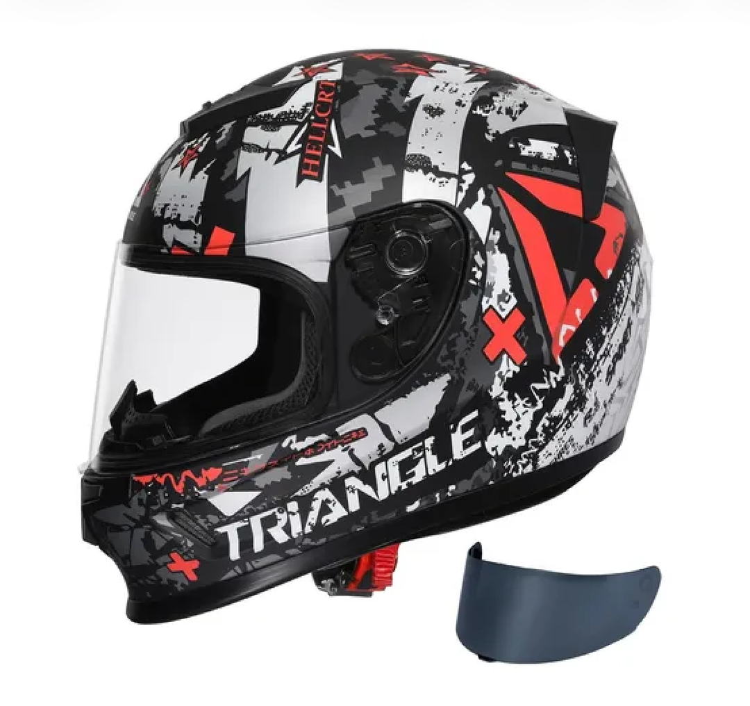 Lightweight and cool modular motorcycle helmet; full-face design with dual anti-fog visors; ECE approved; suitable for men and women; four colored lens options; Size XL.