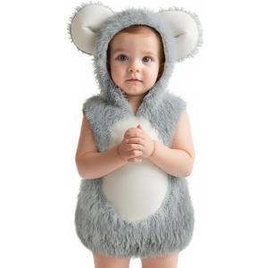 Halloween Baby Animal Plush Costume Kids Cartoon Onesie Pajamas Homewear Outfit Infants Jumpsuit (24-28, Mouse)