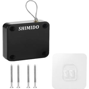 SHIMIDO Upgraded Punch-Free 1000g Automatic Screen Door Closer, Storm & Sliding Screen Auto Door Closer with Steel Drawstring for Bathroom, Bedroom, Study Room etc, (1 Pack Black)