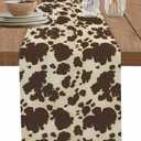 Brown Animal Print Table Runner Cotton Linen 72 Inch Holiday Dresser Scarves, Vintage Wild Animals Skin Texture Tablerunner for Kitchen Coffee Dining Bedroom Living Room Dinner Scarf Décor 13''x72''