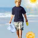 Boys Rash Guard Short Sleeve UPF 50+ Sun Protection Swim Shirt Kids Quick Dry SPF Water Shirt (Blue, L)