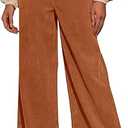 Sidefeel Women's Corduroy Pants Casual High Waisted Baggy Wide Leg Elastic Waist Loose Trousers with Pockets (Racing Red) Small