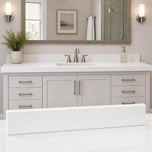 COUKIU Bathroom Vanity Sink Backsplash/Sidesplash (White Engineered Marble, 4" x 42")