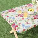 misaya Rectangle Vinyl Tablecloth, Fitted Table Cover, 100% Waterproof, Elastic Edge, Flannel Backing, Plastic Table Cloth Fit 4 Foot Folding Tables for Picnic, Outdoor (Butterfly, 24x48 inch) (Light Yellow)