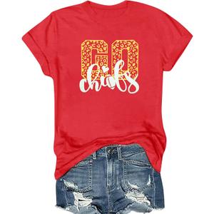 Game Day Shirt Women: Team Fan T-Shirt Cute Football Heart Graphic Tees Casual Season Short Sleeve Tops (Small, Red2)