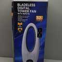 Comfort Zone Oscillating Bladeless Tower Fan with Remote Control, 28 inch, 3 Speed, 70 Degree Oscillation, Portable, 9-Hour Timer, LED Display, Ideal for Home, Bedroom, Dorm & Office, CZ12548