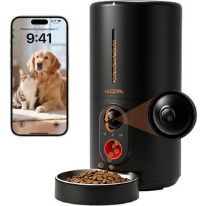 WOPET Automatic Dog Feeder with Camera,1080P HD Video with Night Vision, 5GHz/2.4GHz Dog Food Dispenser with App Control, 4GB SD Card, 2-Way Audio for Cats & Dogs