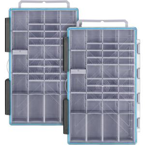 Gonex Fishing Tackle Boxes, 2-Pack Waterproof 3700 Tackle Trays with Adjustable Dividers, Portable Clear Plastic Tackle Organizers with DIY Dividers for Lures, Hooks, Bass Gear, Gray