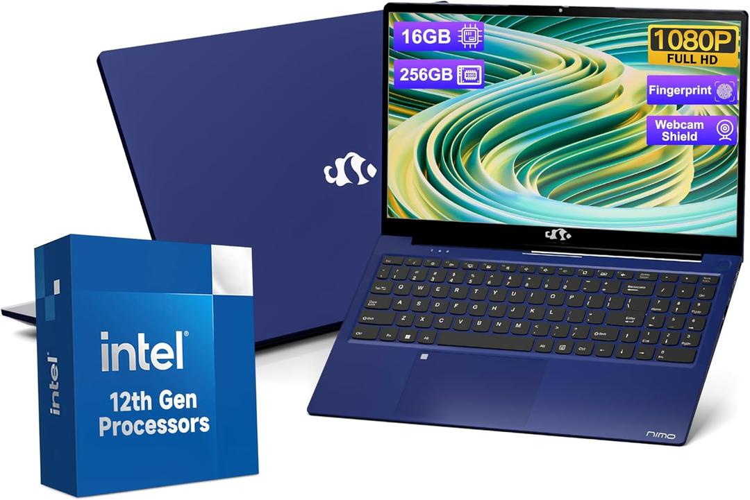 15.6-FHD-Laptop Student-Laptop, 16GB RAM 256GB SSD, Intel Pentium Quad-Core N100 Processor (Up to 3.4GHz) Backlit Keyboard Fingerprint WiFi 6 BT5.2 Business-Laptop, Windows 11 Laptop (Blue)
