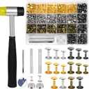 TLKKUE 240 Sets Rivets for Leather 3 Sizes Double Cap Rivets Tubular 4 Colors Leather Rivets with Rubber Hammer Fixing Tool Kit 4 Pieces for DIY Leather Craft Clothes Shoes Decoration and Repair