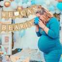 We Can Bearly Wait Decorations, Pre-Strung 6ft Burlap Teddy Bear Baby Shower Decorations We Can Bearly Wait Baby Shower Banner for Bear Birthday Party Supplies