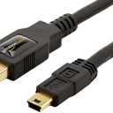 Amazon Basics USB-A to Mini USB 2.0 Cable, 480Mbps Transfer Speed, Gold-Plated Plugs, Compatible with External Hard Drives and Smartphones, 6 Foot, Black