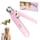 2-in-1 Dog & Cat Nail Clippers Grinder with 2 LED Lights Quick Sensor Safety Guard, Ultra-Quiet USB Rechargeable Cat & Dog Nail Trimmers for Small Medium Large Pets Nail Grinder with Bell(Pink)