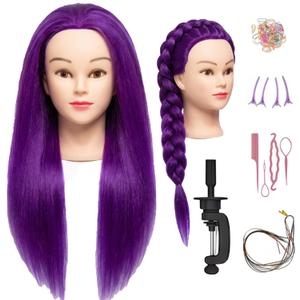 100% Real Hair Mannequin Head Training Head Manikin Cosmetology Doll Head for Hairdresser Practice Braiding Hair Styling with Clamp stand (18-inch)