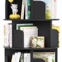 Aheaplus Rotating Bookshelf, 360 Display Wood Spinning Bookshelf Tower, 5 Tier Floor Standing Bookcase Storage Rack, Revolving Bookcase Corner Bookshelf for Small Space, Bedroom, Study Room, Black