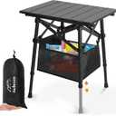 Folding Camping Table - Small Outdoor Table with Storage Bag - Adjustable Height 14.2'' & 18.9'', Portable Lightweight Aluminum Foldable Side Table for Picnic, BBQ, Beach & Tailgating (Small)