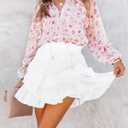Aoudery Flowy Shorts for Women Casual Ruffle Tiered Skorts High Waist Mini Tennis Golf Skirt Boho Summer Shorts (White)