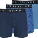 Ted Baker Men's 3 Pack Cotton Blend Boxer Brief, Blue, Size: Medium