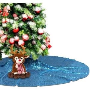 Eternal Beauty Christmas Tree Skirt 70 Inch Turquoise Sequin Tree Skirt Sparkly Small Xmas Tree Skirt Ornament Christmas Decoration