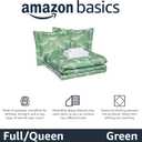 Amazon Basics Lightweight Microfiber Comforter Sets, 7 Pieces, Full/Queen, Green Floral