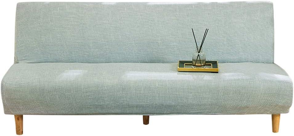 MIFXIN Armless Sofa Futon Cover Slipcover Stretch Spandex Printed Folding Sofa Bed Non-Armrest Couch Furniture Protector Washable Sofa Cover Without Armrests (Linen Grey)