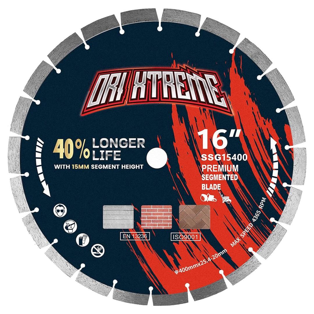 16 Inch Diamond Concrete Saw Blade, Segmented General Purpose Blade Dry/Wet Cutting Concrete, Reinforced Concrete, Masonry, Brick, Block,1"-20mm Arbor