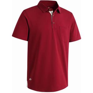 Mens Long and Short Sleeve Polo Shirts Pocket Casual Solid Cotton Blend Drop Cut Collared Polo Shirts for Men, M 