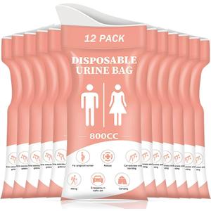 DIBBATU Disposable Urine Bag, 12/24 PCS Pee Bags for Travel for Women/Men, 800ML Emergency Portable Urinal Bag and Vomit Bags, Unisex Urinal Bag for Camping, Traffic Jams, Pregnant, Patient, Kids