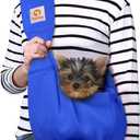 Tomkas Dog Sling Carrier for Small Dogs - Royal Blue, Adjustable Strap & Zipper Pocket, Up to 10 lbs. Perfect Puppy Carrier for Small Dogs