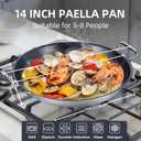 LOLYKITCH Nonstick Paella Pan with Lid, 14 Inch Tri-ply Stainless Steel Skillet, Large Oven Safe Cookware for Family of 5-8, Rust Proof & Warp Resistant, Induction Compatible