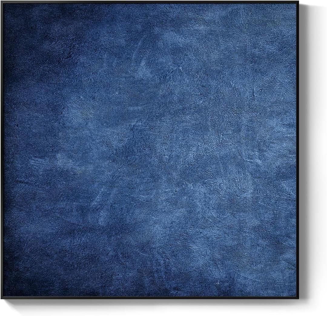 Framed Navy Blue Modern Abstract Wall Art, Canvas Paintings Artwork for Walls, Minimalist Blue Art Prints Pictures for Living Room, Hallway, Bedroom, Office, Bathroom Wall Decor -24x24 Inch (24L" x 24W")