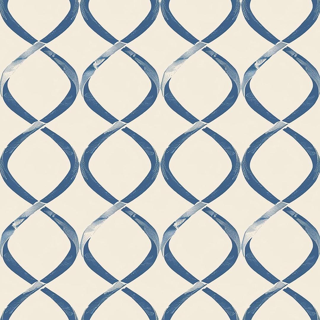 VEELIKE Blue Ogee Trellis Geometric Peel and Stick Wallpaper Modern Art Deco Wallpaper for Bedroom Bathroom 17.7''x354'' Renter Friendly Self Adhesive Abstract Wall Paper Geometric Contact Paper